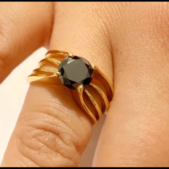 14k Gold 1.3ct Black Diamond Ring Size 6 - Picture 2 of 7